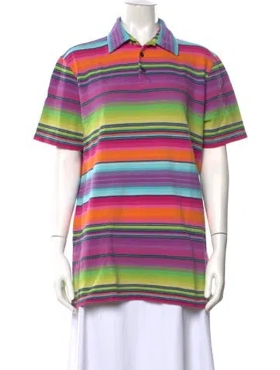 Pre-owned Etro Striped Short Sleeve Polo In Multicolor