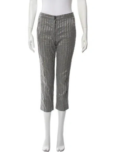 Pre-owned Etro Striped Straight Leg Pants In Gray