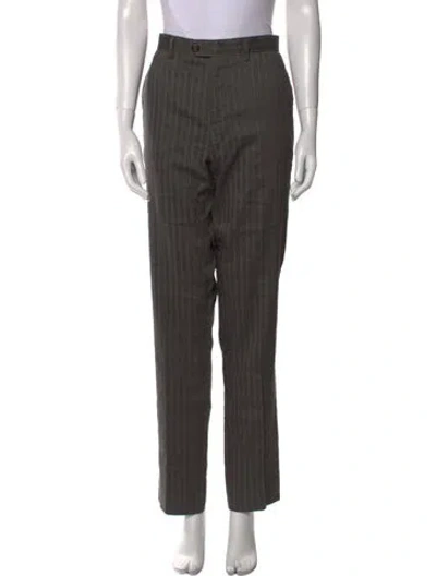 Pre-owned Etro Striped Straight Leg Pants In Gray