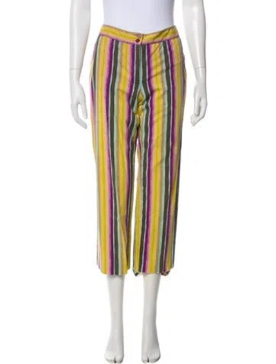 Pre-owned Etro Striped Straight Leg Pants In Yellow