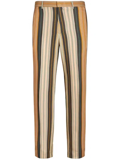 Etro Striped Straight-leg Trousers In Neutrals