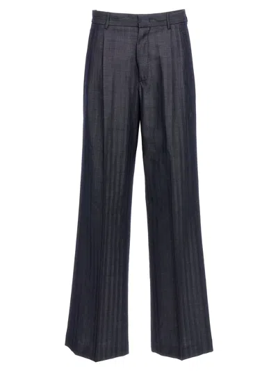 Etro Grey Wide Pants With Concealed Closure In Wool Blend Woman