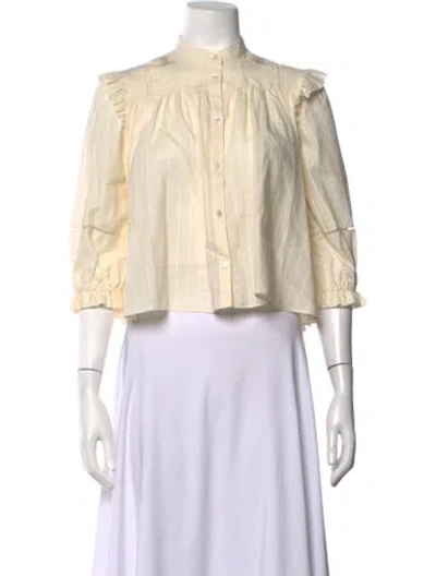 Pre-owned Etro Striped Three-quarter Sleeve Blouse W/ Tags In Neutrals