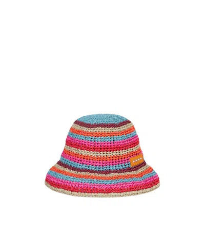 Etro Striped Tricot Hat In Red