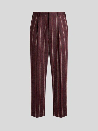 Etro Striped Tailored Trousers In Burgundy