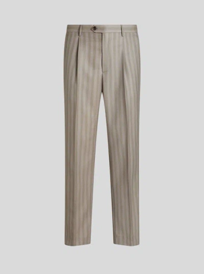 Etro Striped Tailored Trousers In Grey