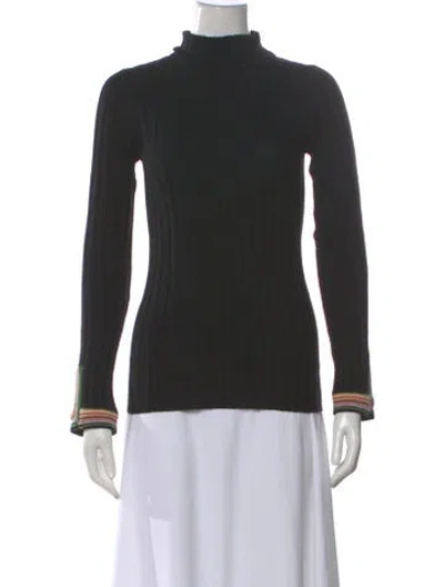 Pre-owned Etro Striped Turtleneck Sweater In Black
