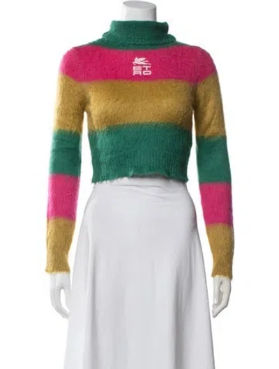 Pre-owned Etro Striped Turtleneck Sweater In Green