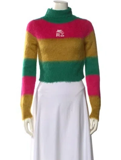 Pre-owned Etro Striped Turtleneck Sweater W/ Tags In Green