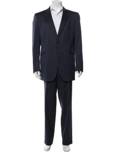 Pre-owned Etro Striped Two-piece Suit In Blue