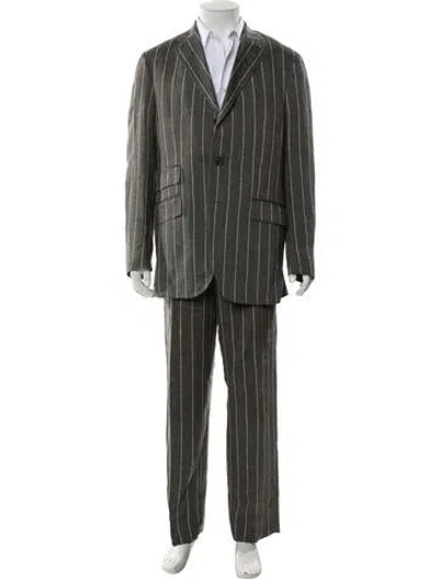 Pre-owned Etro Striped Two-piece Suit In Gray