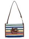 Etro Viscose Pouch With Stripes And Top Handle In Multi