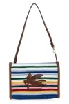 Etro Viscose Pouch With Stripes And Top Handle In Multi