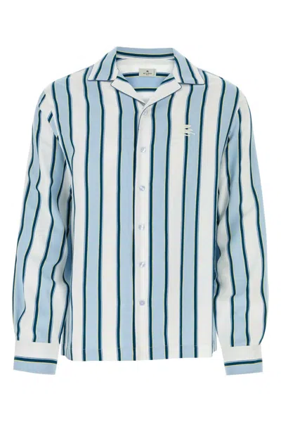 Etro Striped Viscose-nylon Shirt In Blue