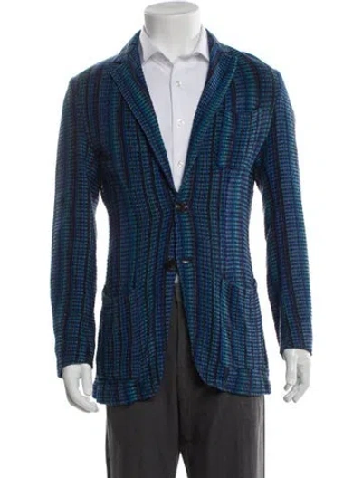 Pre-owned Etro Striped V-neck Cardigan W/ Tags In Blue