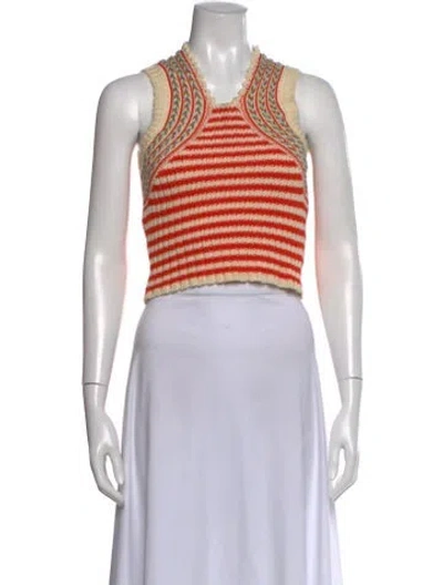 Pre-owned Etro Striped V-neck Crop Top In Multi
