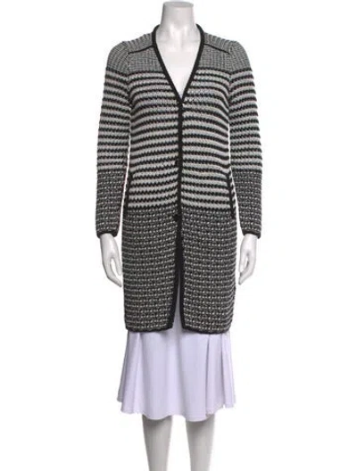 Pre-owned Etro Striped V-neck Sweater In Black