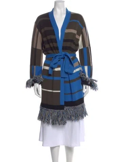 Pre-owned Etro Striped V-neck Sweater In Blue