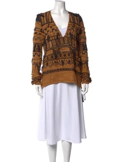 Pre-owned Etro Striped V-neck Sweater In Brown