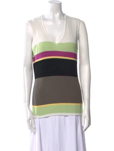 Pre-owned Etro Striped V-neck Sweater In Multi