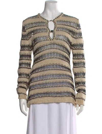 Pre-owned Etro Striped V-neck Sweater In Neutral