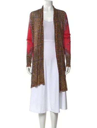 Pre-owned Etro Striped V-neck Sweater In Pink