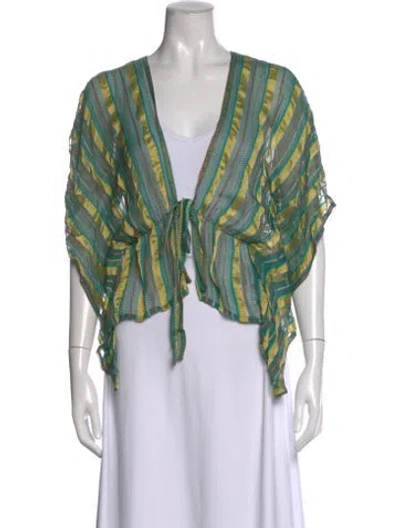 Pre-owned Etro Striped V-neck Top In Black