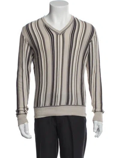 Pre-owned Etro Striped V-neck T-shirt In Neutral