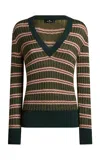 Etro Striped Wool-blend Knit Top In Green