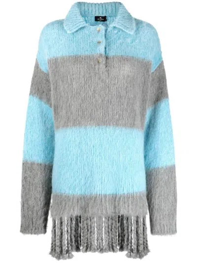 Etro Striped Wool Blend Polo Shirt