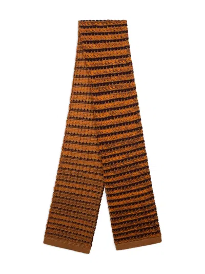 Etro Striped Wool Scarf In Brown