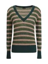 Etro Women Striped Wool Sweater In Green
