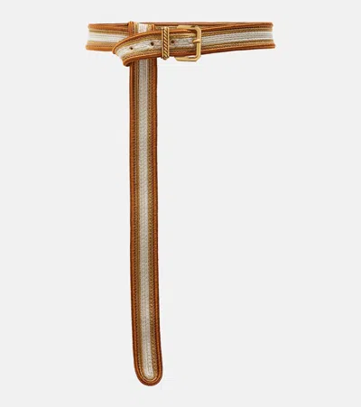 Etro Striped Woven Belt In Brown