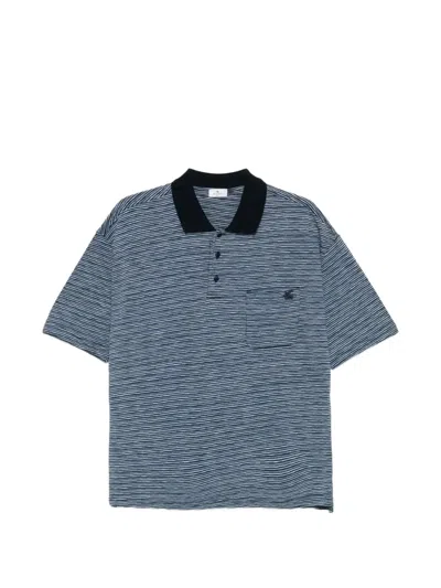 Etro Striped-knit Polo Shirt In Blue
