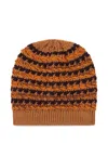 Etro Striped-pattern Wool Beanie In Brown