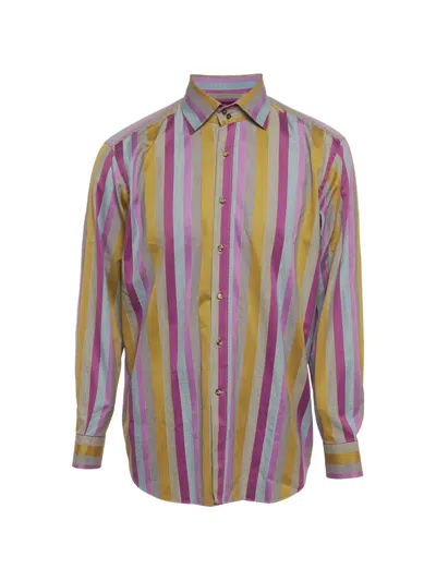 Pre-owned Etro Stripe-pattern Cotton Shirt In Yellow