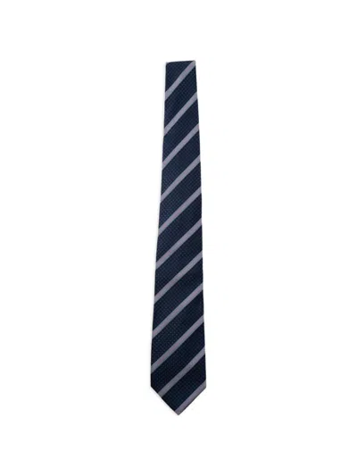 Etro Stripe-pattern Silk Tie In Blue
