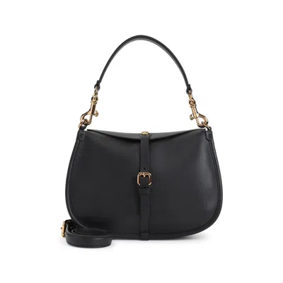 Etro Structured Black Leather Shoulder Bag