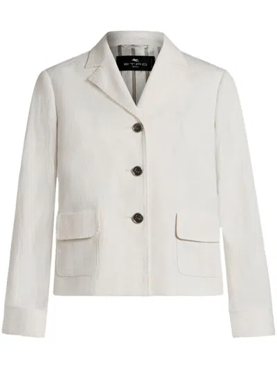 ETRO ETRO STRUCTURED WHITE BLAZER WITH NOTCHED COLLAR