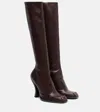 Etro Studded Leather Knee-high Boots In Brown