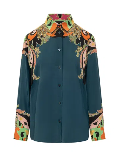 Etro Stylish Button-up Shirt With Unique Collar Design In Blue