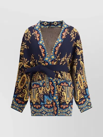 Etro Stylish Multicoloured Belted Cardigan