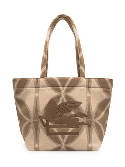Etro Stylish Shopping Tote With Logo - Large Size In Fantasia