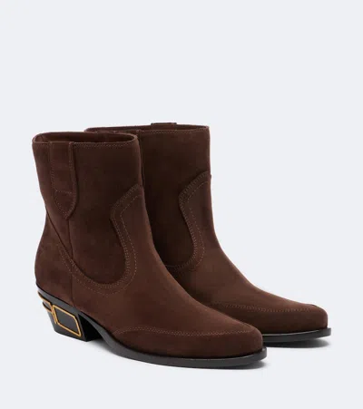 Etro Suede Ankle Boots In Brown