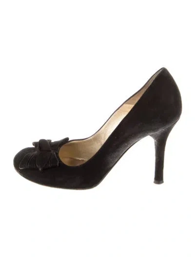 Pre-owned Etro Suede Bow Accents Pumps In Black