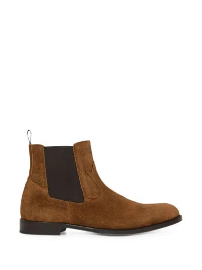 Etro Suede Chelsea Ankle Boots With Arnica Motif In Brown