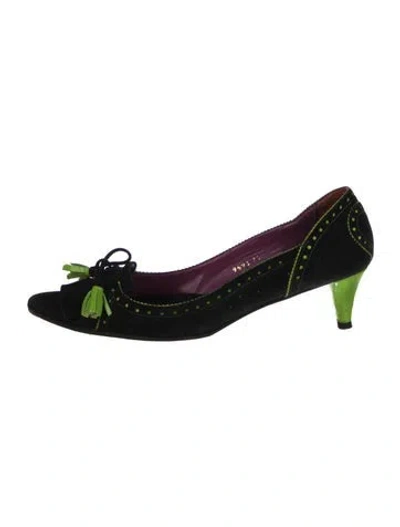 Pre-owned Etro Suede Colorblock Pattern Pumps In Multi