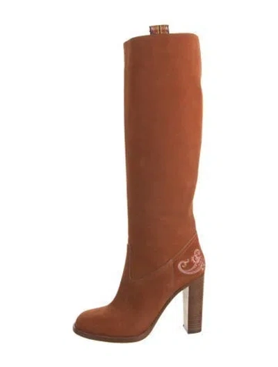 Pre-owned Etro Suede Embroidered Accent Boots In Multi