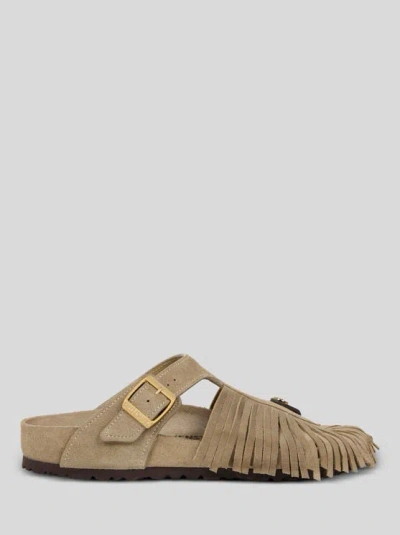Etro Suede Gizeh Sandals With Fringes, Woman, Taupe, Size 36