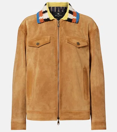 Etro Suede Jacket In Brown